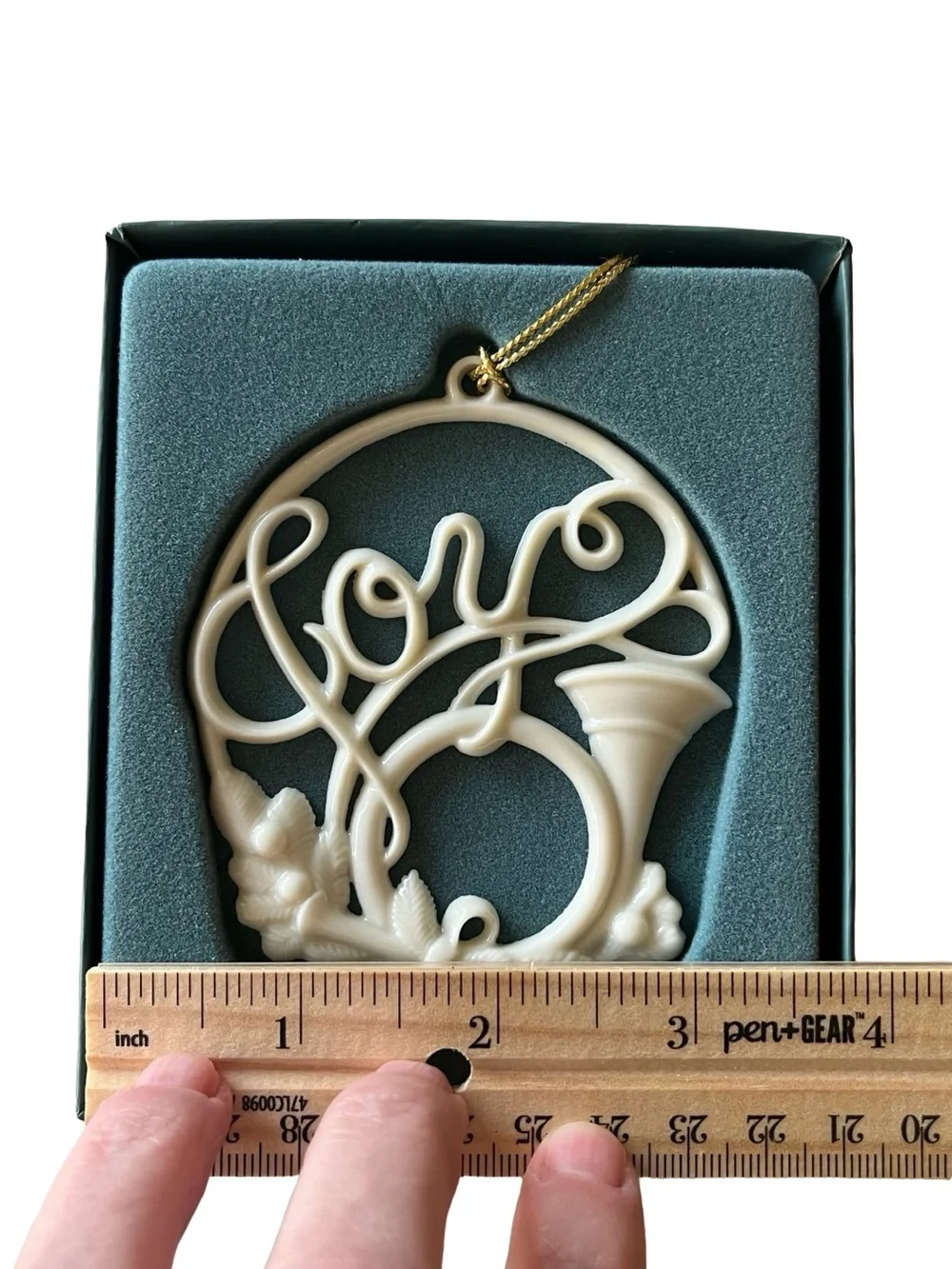 Lenox Ivory Porcelain “Joy” Ornament 3.5”